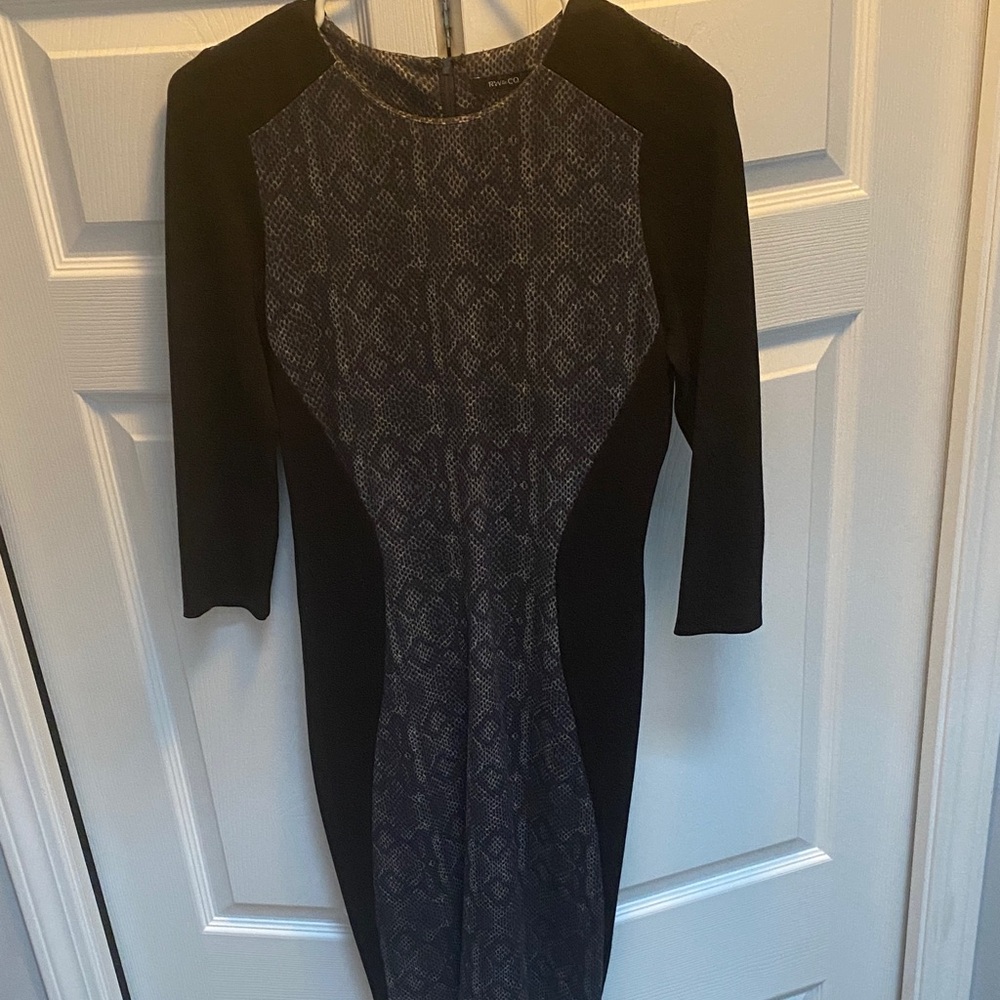 RW&CO. Black and Gray Long Sleeve Dress